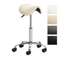 CLP Arbeitshocker Reno mit Kunstlederbezug und Leichtlaufrollen I Höhenverstellbarer drehbarer Sitzhocker mit einem Metallgestell in Chrom-Optik I erhältlich Creme