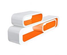 WOLTU RG9230or-a Wandregal Lounge 3er Set Bücherregal Hängeregal, weiß-orange