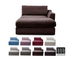 CAVADORE Sofa-Modul Fiona Longchair mit Armteil rechts / XXL-Recamiere passend zur Couchgarnitur Fiona / 139 x 90 x 199 /Webstoff dunkelbraun