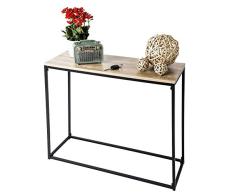 C-Hopetree Konsolentisch für den Eingangsbereich hinter Coach Sofa, schlanker Einstiegstisch, Industrie-Vintage-Holzoptik, schwarzer Metallrahmen, holz, multi, 1 Shelf