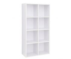 VASAGLE Regal mit 8 Fächern, Bücherregal aus Holz, als Dekoregal, freistehende Schrank, für Büro, Zuhause,Weiß LBC24WT