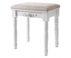 WsHry Hocker Schminkhocker, komfortabler Polsterhocker, Klavierhocker, Schuhhocker, Beine aus Kautschukholz, mit Rosenverzierung