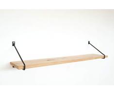 1x Natural Goods Berlin | Design Wandregal Eiche 100cm | viele Farben & Modelle | Regalboden Massivholz Metall Schweberegal hängend, Regalwinkel, Konsole (Regal PRENZLBERG (20cm Tiefe), Schwarz)