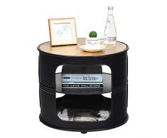 COSTWAY Industrie Beistelltisch aus Holz und Metall, 3 Ebenen Sofatisch, Kaffeetisch bis 50kg belastbar, Telefontisch rund, Nachttisch 50x50x41,5cm