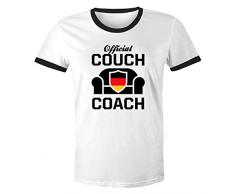 MoonWorks Lustiges WM Shirt 2018 Retro Deutschland Couch Coach Herren Weiß-Schwarz 3XL