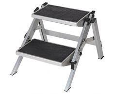 Berger Doppeltrittstufe Aluminium klappbar, Silber/schwarz, bis 150 kg Belastbar, Klapptritt, Trittstufe