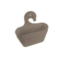 toyma 2er-Set Stabiler Aufbewahrungskorb Universal-Hängekorb bestehend aus 2 Duschkörben mit Haken zum Hängen für Bad, Dusche, Küche, Keller, WC, Garage etc. Duschkorb in Taupe