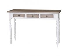 Casa Padrino Barock Konsole mit 3 Schubladen 120 cm - Konsolentisch Landhaus Stil Sideboard Schrank Wandkonsole, Farbkombinationen:Weiß/Holzfarbig