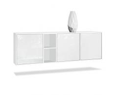 Vladon Sideboard Kommode Cuba, Korpus in Weiß matt/Fronten in Weiß Hochglanz