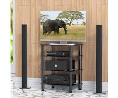 FITUEYES TV Rack HiFi Regal Audio Schrank Glas und Alu 600x455x762mm AS406001GB