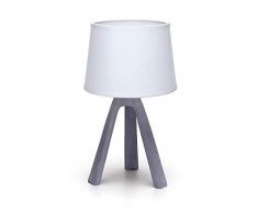 Tischlampe Holz Skandinavische Tischleuchte Holzfuß Vintage Dreibein Nachttischlampe Lampe Kommode Stehlampe Schirmlampe Tisch Wohnzimmer E14 Led Grau