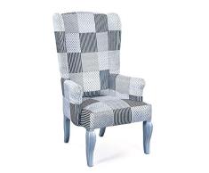 PKline Sessel Cantri Schwarz Weiss grau Fernsehsessel Relaxsessel Patchwork Ohrensessel