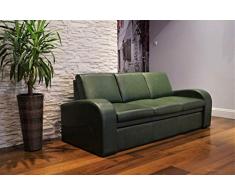 Quattro Meble Grün Echtleder 3 Sitzer Sofa Oslo FS Breite 200cm mit Schlaffunktion Ledersofa Echt Leder Couch große Farbauswahl !!!