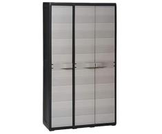 vidaXL Gartenschrank 4 Regale Schwarz Grau Haushaltsschrank Kunststoffschrank
