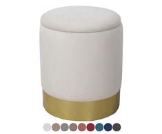 casamia Samthocker Sitzhocker Samt Pouf Sitzpouf Velour Hocker Hochwertig mit Stauraum u. Deckel Ø 31 H 38 cm Farbe Creme weiß