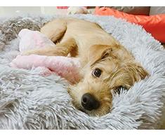 KongEU Deluxe weich Hundebett Sofa waschbar Rundes Plüsch Hundekissen Katzenbett in Doughnut-Form für große und extra große Hunde,Wasserfeste Unterseite-XL:100CM-Grau