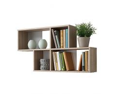 FMD furniture 270-001E, Wandregal in Ausführung Eiche Nachbildung/Weiß, Maße ca. 100 x 53 x 19,5 cm (BHT), Melaminharz beschichtete Spanplatte