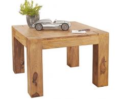FineBuy Massiver Couchtisch PATAN 60 x 60 x 40 cm Akazie Holz Massiv | Wohnzimmertisch Quadratisch Braun | Beistelltisch Massivholz | Design Holztisch Wohnzimmer
