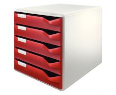 Leitz 52800028 Schubladenset Formular-Set, 5 Schubladen, lichtgrau/bordeaux