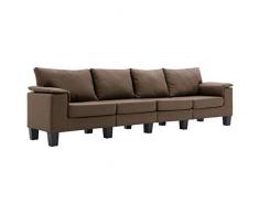 vidaXL Sofa 4-Sitzer mit Armkissen Polstersofa Stoffsofa Loungesofa Couch Sitzmöbel Wohnzimmersofa Designersofa Braun Stoff 254x70x75cm