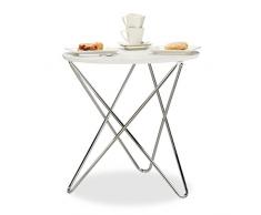 Relaxdays Beistelltisch rund, Couchtisch Holz mit geschwungenen Metallbeinen, Wohnzimmertisch klein, HxBxT: 59x60x60 cm, weiß