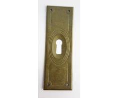 Beschlag Messing Schlüsselloch Rosette Schrank Schublade Schranktür Messing senkrecht Jugendstil Raute