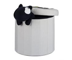 Relaxdays Sitzhocker mit Stauraum Größe L, runder Fußhocker mit Deckel, Polsterhocker faltbar, HBT: 43x45x45 cm, creme