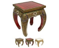 Opiumtisch Beistelltisch Couchtisch 40 x 40 cm Thailand Tisch Holz Rot Antik