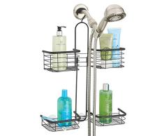 mDesign Duschregal fürs Badezimmer – Duschablage mit vier Körben für Shampoo, Conditioner, Duschgel und weiteres Badzubehör – Duschaufbewahrung aus rostbeständigem Metall – schwarz