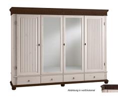 möbelando Kleiderschrank Schrank Schlafzimmerschrank Massivholzschrank Silvana VII 218 cm weiß/kolonial
