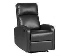SVITA LEX Relaxsessel Fernsehsessel Ruhesessel mit Verstellbarer Beinablage und Liege-Funktion – Kunstleder Farbwahl (Schwarz)