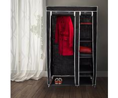 Relaxdays Faltschrank VALENTIN XL HxBxT: 174x107x42,5 cm Stoffschrank aus Vlies mit Reißverschluss zur staubfreien Lagerung faltbarer Kleiderschrank mit 5 Ebenen als Zelt-Schrank zum Camping, schwarz