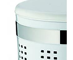 KELA 21817, Wäschetruhe mit Sitzkissen, Rund, 60,5 cm Höhe, Metall, Sevilla, Weiß