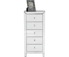 Kare Design Hochkommode Luxury 5 Schübe, glamouröses Highboard, Spiegelkonsole mit Funkelnden Griffen, verspiegeltes Schränkchen im extravagantem Design, Luxus Kommode, (H/B/T) 110x49x41cm