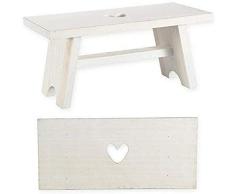 DRULINE Deko Hocker Holzhocker Schemel Herz Blumenhocker Shabby Chic HA-001HS Weiß