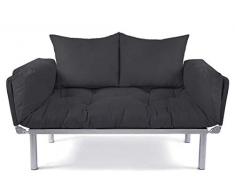 EasySitz Schlafsofa Sofa 2 Sitzer Kleines Couch 2-Sitzer Schlafsessel für Zweisitzer Personen Mein Futon Sitzen EIN Einer Farbauswahl (Dunkelgrau & Dunkelgrau)