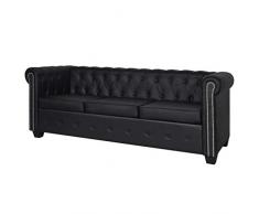 vidaXL Chesterfield Sofa Couch 3-Sitzer Kunstleder Wohnmöbel Büromöbel Garnitur