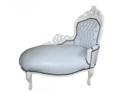Casa Padrino Barock Kinder Chaiselongue Weiß/Weiß - Recamiere Barock Möbel