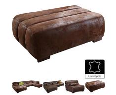 Cavadore Sofa-Hocker Scoutano in Antiklederoptik / Polsterhocker im Industrial Design / Größe: 113 x 42 x 74 cm (BxHxT) / Bezug in Antik Chocco (braun) / Holzfüße in antik