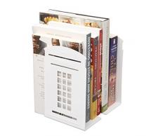 1 Paar Nostalgische Buchstützen Londoner Telefonzelle Britischer Stil dicke Eisenbuchstützen Bücherstützen für Regale, Bibliothek aus Metall Geschenke weiß