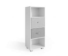 Vicco Standregal Hagen 4 Fächer Weiß inkl. Aufbewahrungsboxen Bücherregal Regal