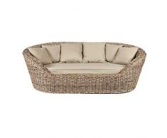 Rattan-Sofa JAIPUR - ovales Rattansofa - inkl. Polster - Beige/Grau