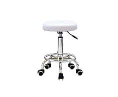 HaroldDol Rollhocker Arbeitshocker Höhenverstellbar 360° Drehbar Weiß Drehhocker Praxis Hocker Friseurhocker Kosmetikhocker
