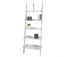 Deuba Standregal Leiterregal Weiß 180x64x37cm Holz 5 Etagen Bücherregal Badregal Stufenregal Treppenregal Regal Bad Küche