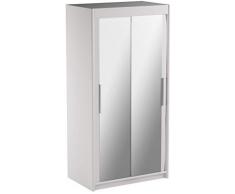 Kryspol Schwebetürenschrank Tokyo 3-100 cm mit Spiegel Kleiderschrank mit Kleiderstange und Einlegeboden Schlafzimmer- Wohnzimmerschrank Schiebetüren Modern Design (Weiß)