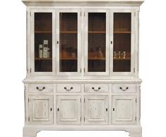 Casa Padrino Vintage Buffetschrank Antik Stil Weiss/Holzfarben H 219 x B 189 cm - Vitrine Regal Schrank Shabby Chic