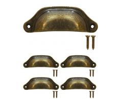 FUXXER® - 4x Antike Schubladen Griff-Muscheln, Möbel-Griffe, Eisen-Griffe, Bronze Design, Griff-Schalen Schieber Schrank-Türen Buffets Truhen Kommoden Vintage Landhaus Retro Stil, 97 x 30mm, 4er Set
