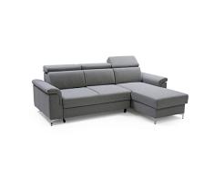MOEBLO Ecksofa mit Schlaffunktion Mit Bettkästen Eckcouch Polsterecke Modernes Design REVON (grau, Ecksofa Rechts)