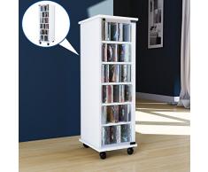 VCM CD DVD Regal Turm Tower Vitrine Schrank Möbel mit Rollen Drehbar Farbwahl 98 x 31 x 35 cm Valenza