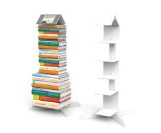 Bücherstapelregal freistehend mit Bookmark Regal in weiß für kleine und große Bücher